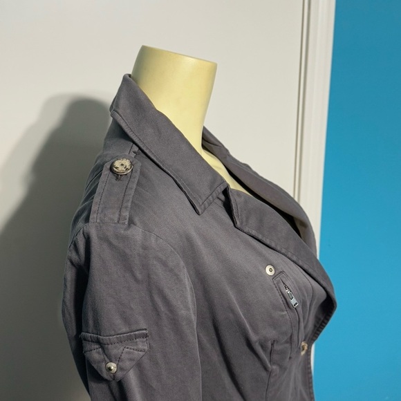 Home Store Mandarin & Mint Women's Gray utility military influence Jacket Medium - Picture 9 of 16